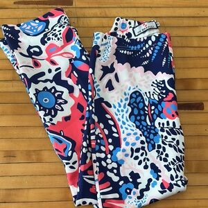 CC Boutique Navy and Coral Dressed Up Leggings - SIZE XS